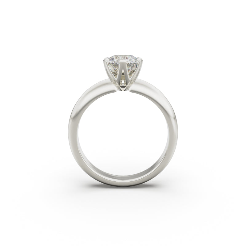 18K White Gold Six Prong Knife Edged Solitaire Engagement Ring - Circle of Diamond