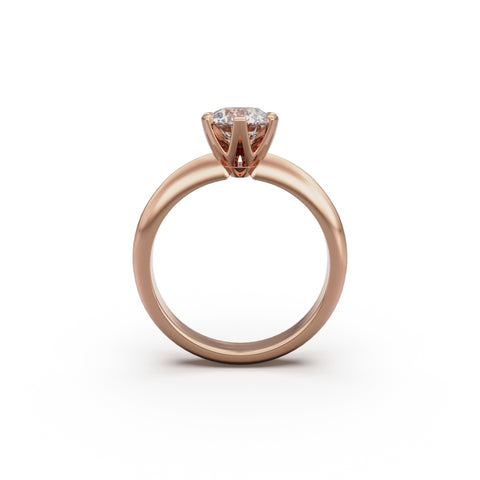 18K Rose Gold Six Prong Knife Edged Solitaire Engagement Ring