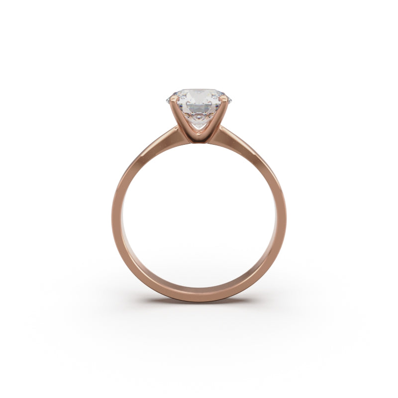 18K Rose Gold Comfort Fit Solitaire Engagement Ring - Circle of Diamond