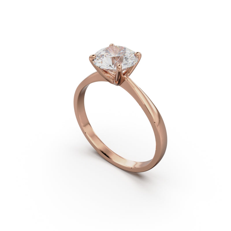 18K Rose Gold Comfort Fit Solitaire Engagement Ring - Circle of Diamond