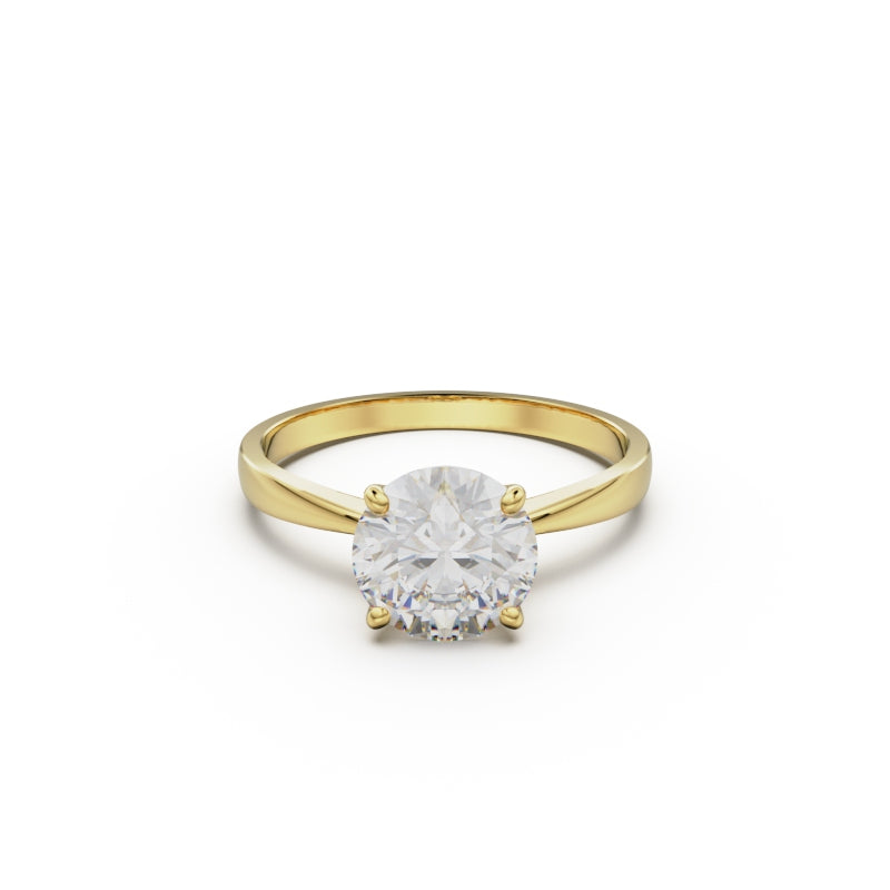 18K Yellow Gold Comfort Fit Solitaire Engagement Ring - Circle of Diamond