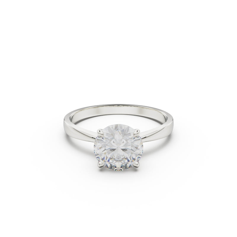 18K White Gold Comfort Fit Solitaire Engagement Ring - Circle of Diamond