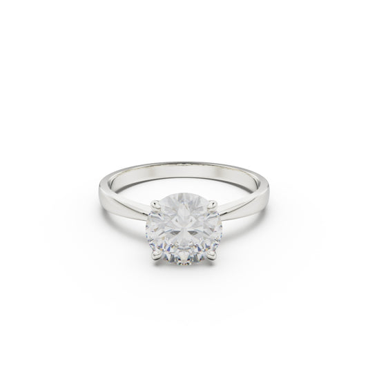 18K White Gold Comfort Fit Solitaire Engagement Ring - Circle of Diamond
