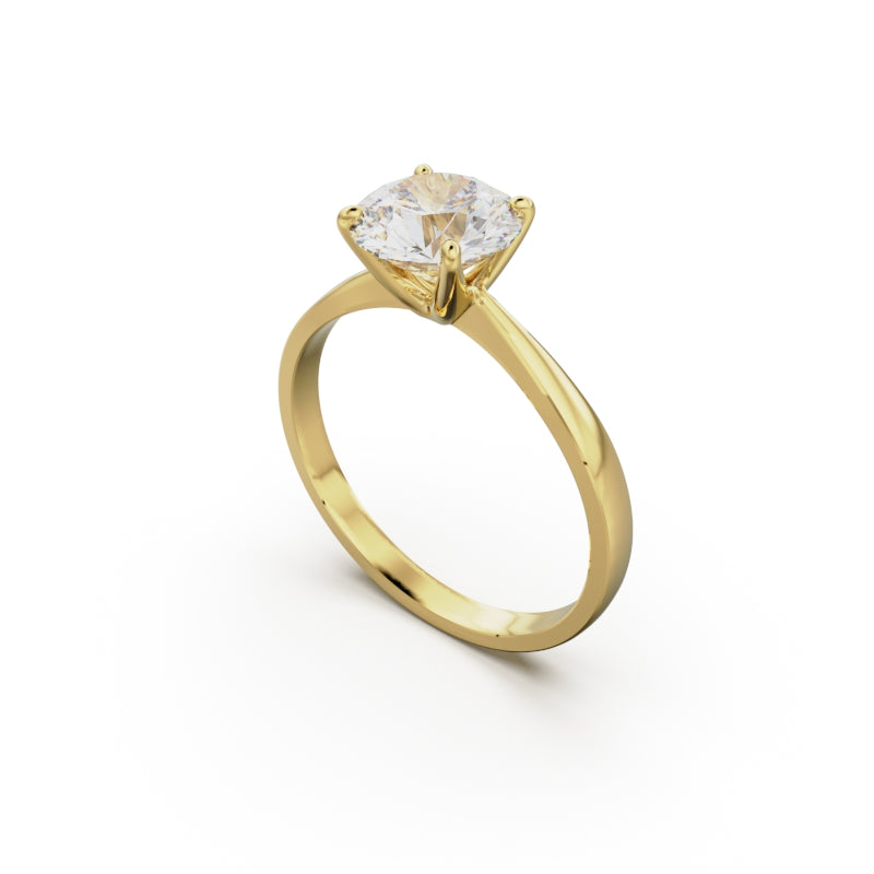18K Yellow Gold Comfort Fit Solitaire Engagement Ring - Circle of Diamond