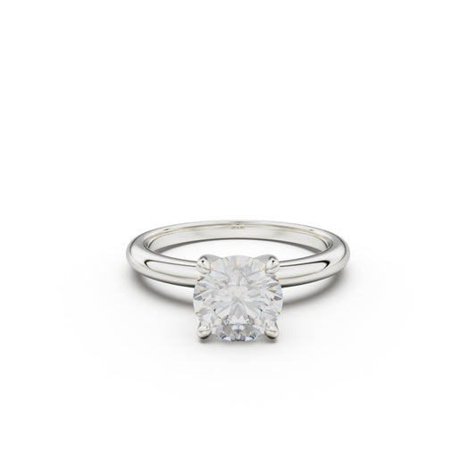 18k White Gold Classic Four-Prong Solitaire Engagement Ring - Circle of Diamond
