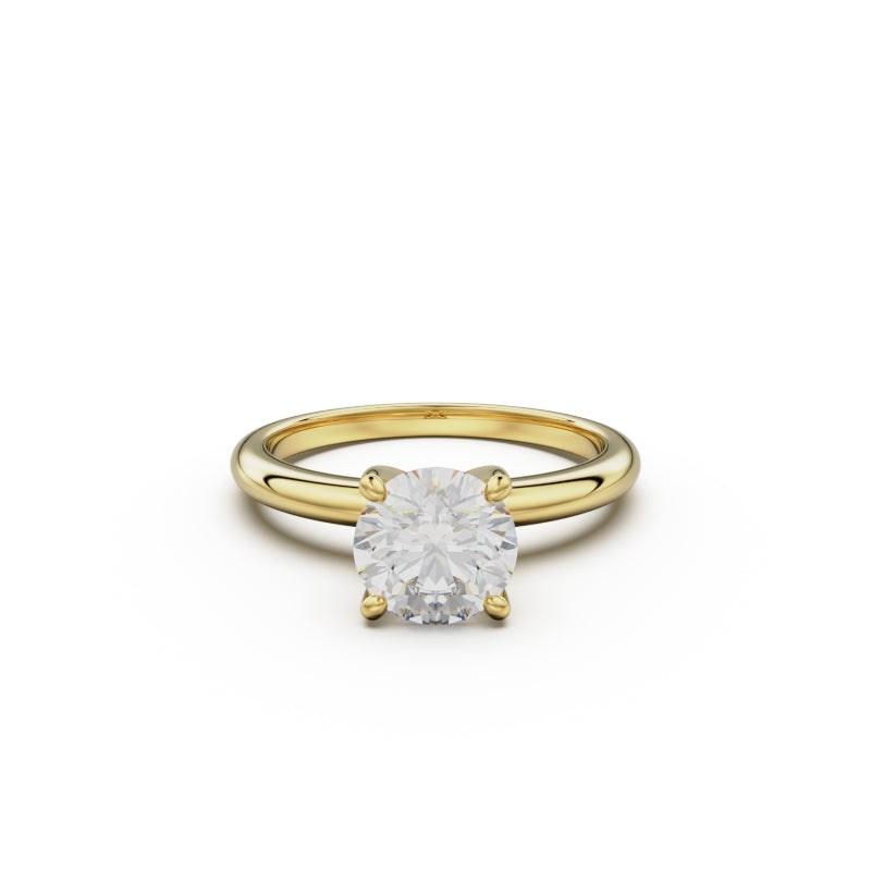 18k Yellow Gold Classic Four-Prong Solitaire Engagement Ring - Circle of Diamond