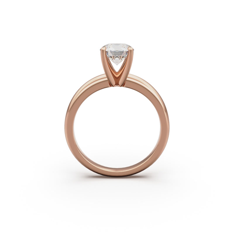 18k Rose Gold Classic Four-Prong Solitaire Engagement Ring - Circle of Diamond