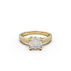 18K Yellow Gold Four Prong Cross Over Engagement Ring