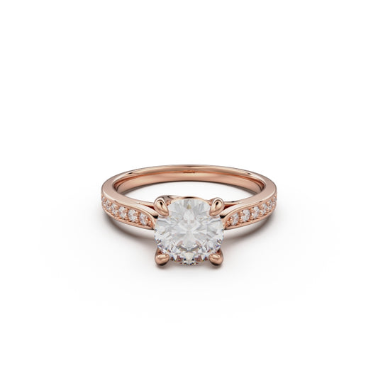 18K Rose Gold Four Prong Cross Over Engagement Ring