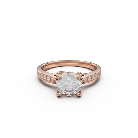 18K Rose Gold Four Prong Cross Over Engagement Ring