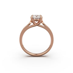 18K Rose Gold Four Prong Cross Over Engagement Ring