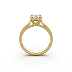 18K Yellow Gold Four Prong Cross Over Engagement Ring