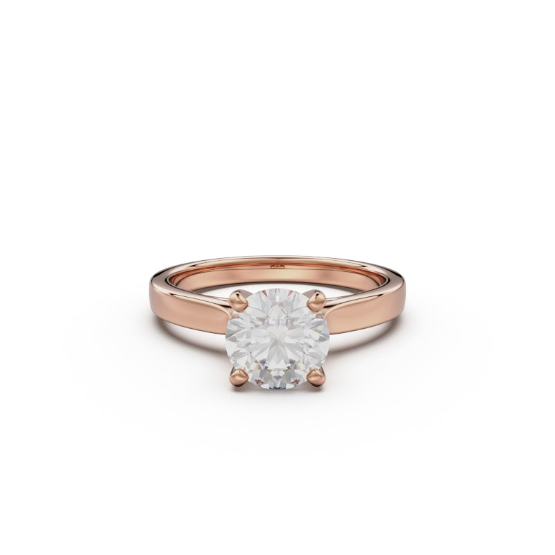 18K Rose Gold Petite Cathedral Solitaire Engagement Ring - Circle of Diamond