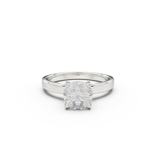 18K White Gold Petite Cathedral Solitaire Engagement Ring - Circle of Diamond