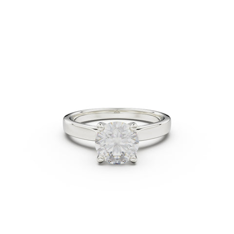 18K White Gold Petite Cathedral Solitaire Engagement Ring