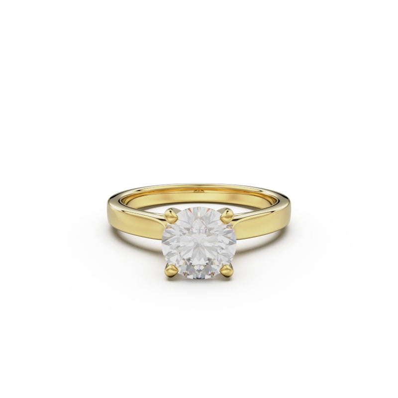 18K Yellow Gold Petite Cathedral Solitaire Engagement Ring - Circle of Diamond
