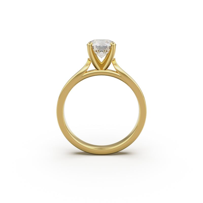 18K Yellow Gold Petite Cathedral Solitaire Engagement Ring - Circle of Diamond
