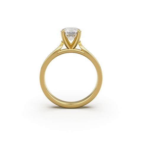 18K Yellow Gold Petite Cathedral Solitaire Engagement Ring