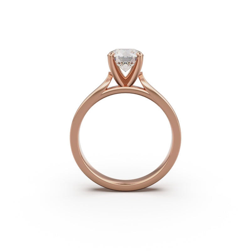 18K Rose Gold Petite Cathedral Solitaire Engagement Ring - Circle of Diamond