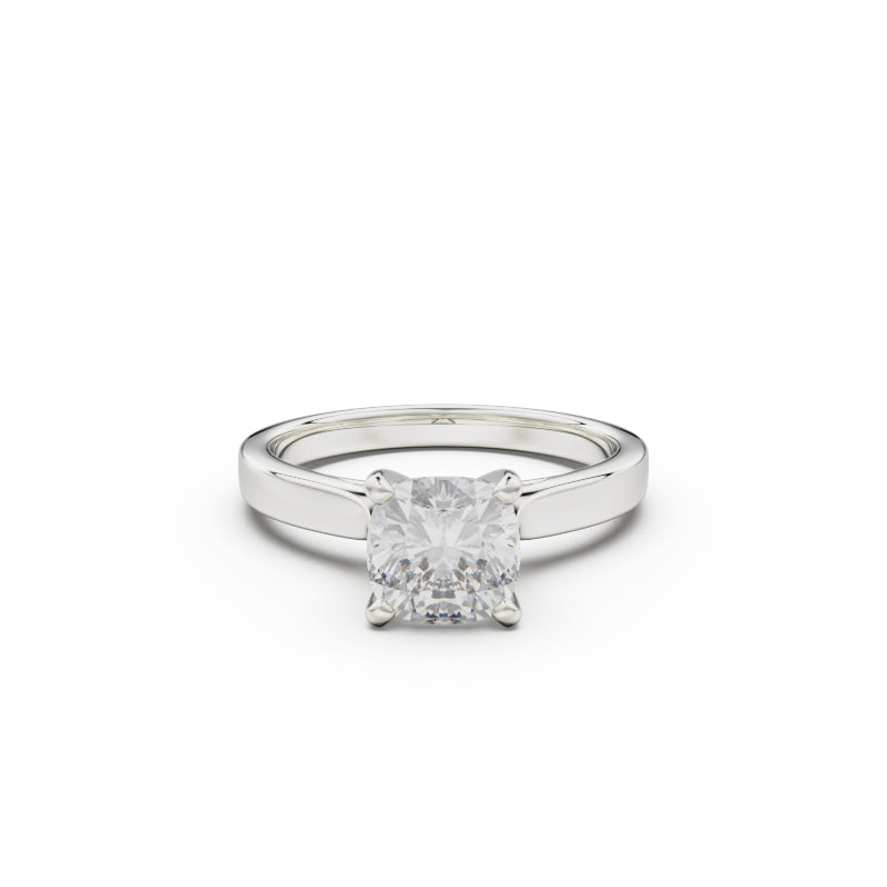 18K White Gold Petite Cathedral Solitaire Engagement Ring - Circle of Diamond