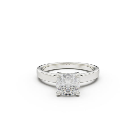 18K White Gold Petite Cathedral Solitaire Engagement Ring