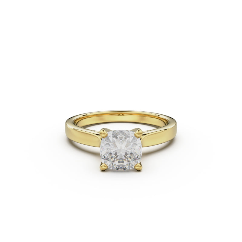18K Yellow Gold Petite Cathedral Solitaire Engagement Ring - Circle of Diamond
