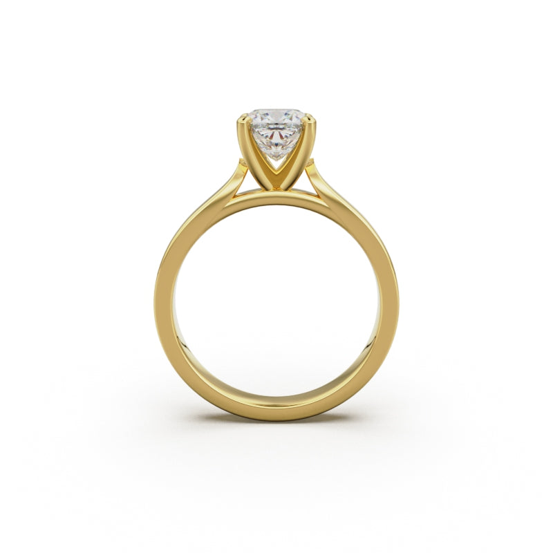 18K Yellow Gold Petite Cathedral Solitaire Engagement Ring - Circle of Diamond