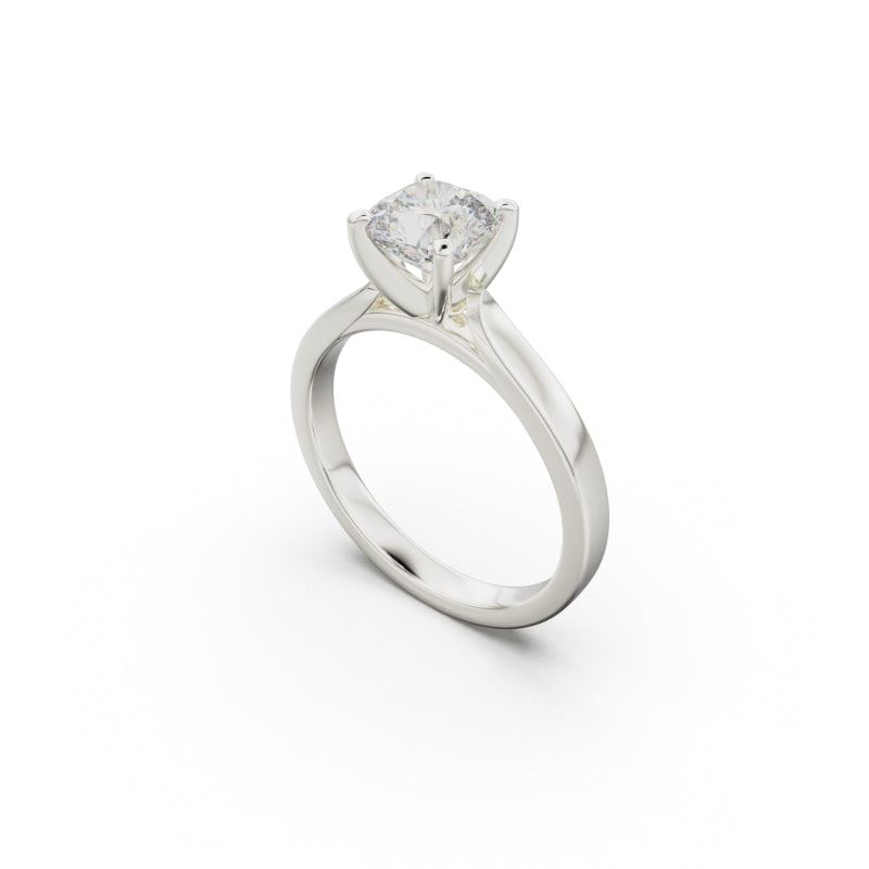 18K White Gold Petite Cathedral Solitaire Engagement Ring - Circle of Diamond