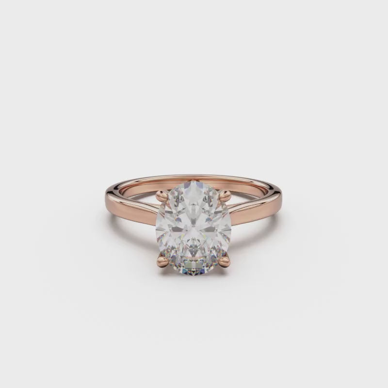 18k Rose Gold Cross Over Four-Prong Solitaire Engagement Ring