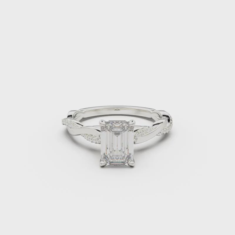 18K White Gold Petite Twist Diamond Engagement Ring