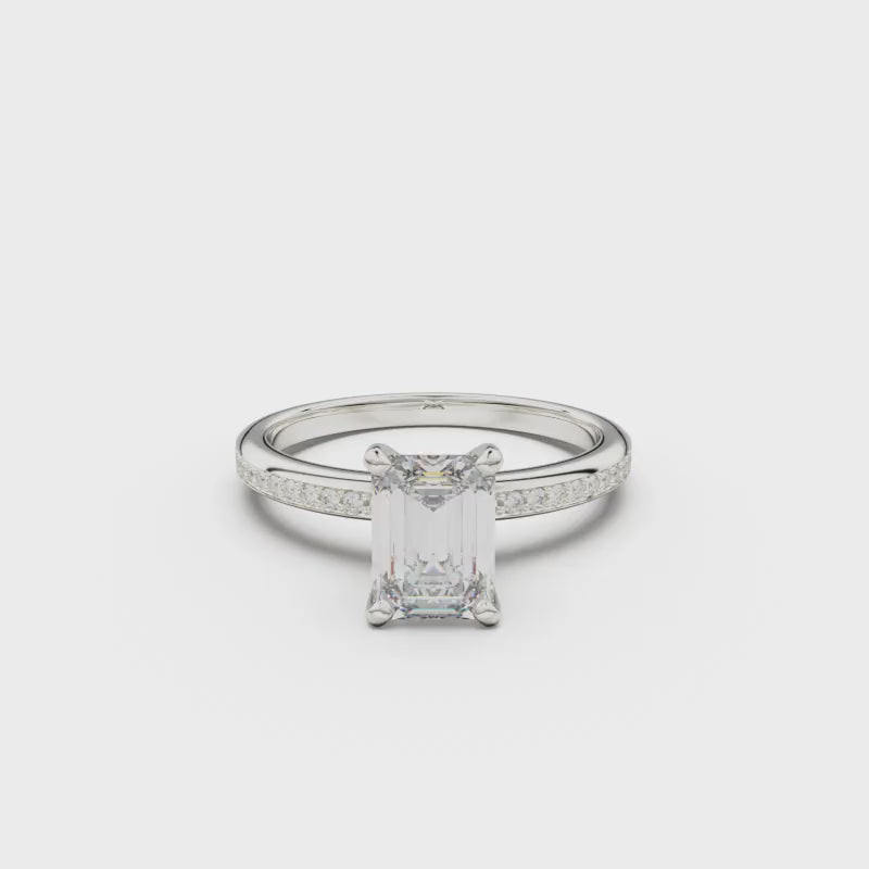 18K White Gold Classic Pavé Diamond Engagement Ring