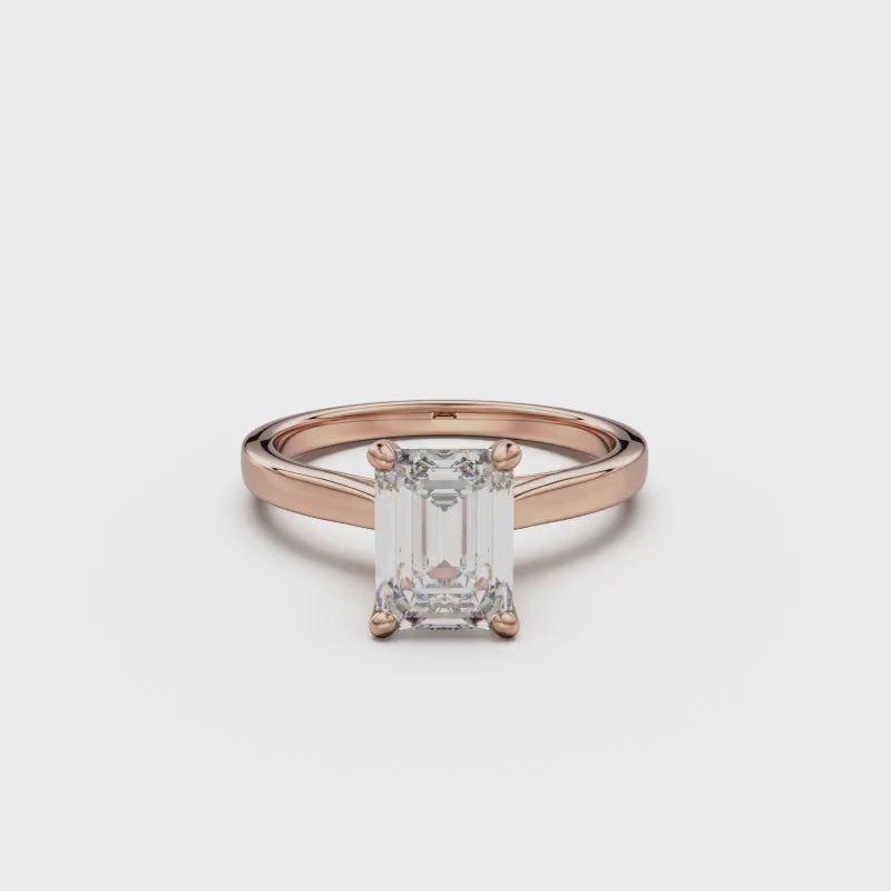 18k Rose Gold Cross Over Four-Prong Solitaire Engagement Ring