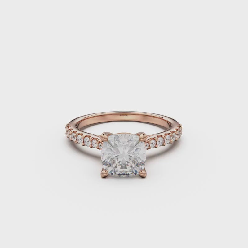 18K Rose Gold Pavé Cross Over Engagement Ring