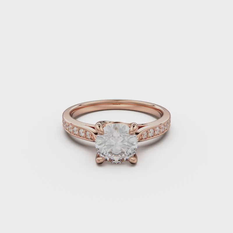 18K Rose Gold Four Prong Cross Over Engagement Ring