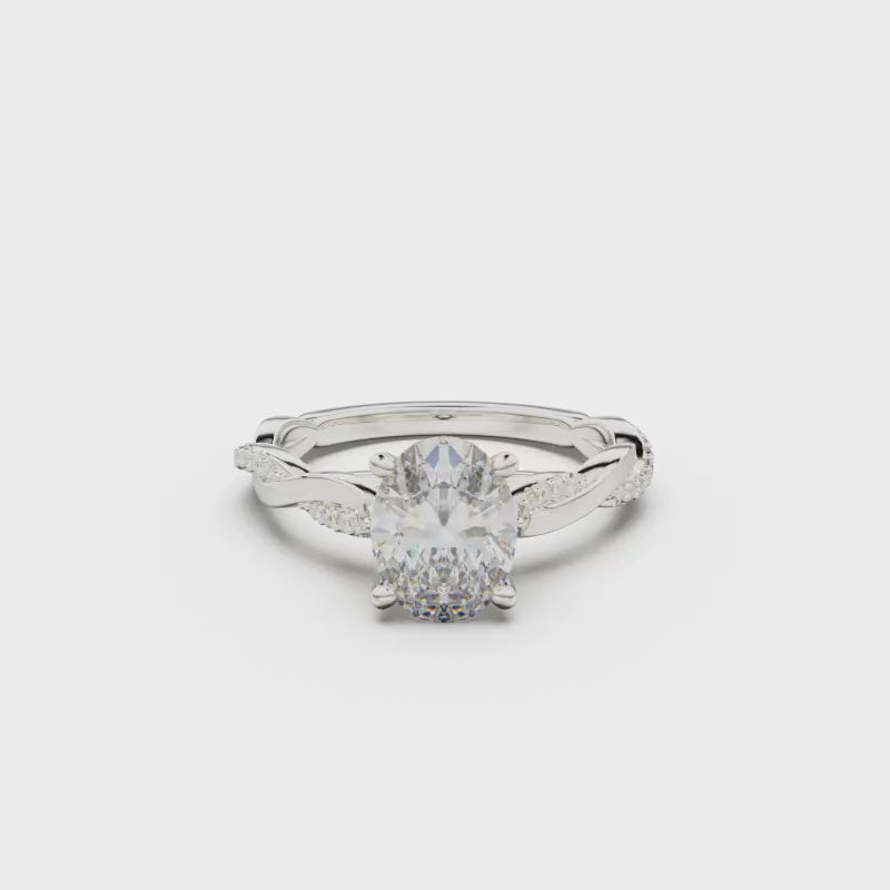 18K White Gold Petite Twist Diamond Engagement Ring