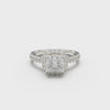 18K White Gold Floating Halo Diamond Engagement Ring