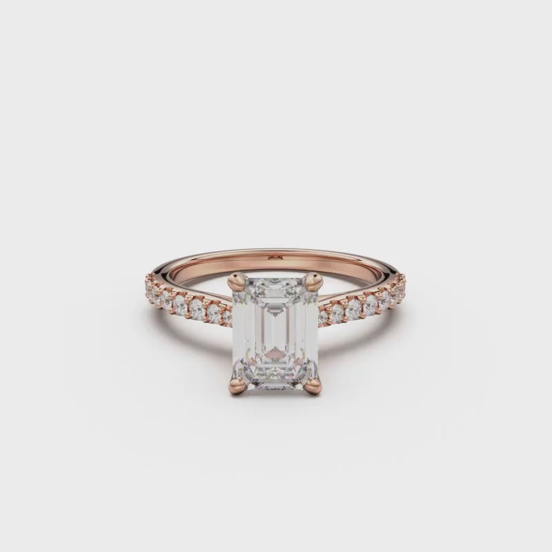 18K Rose Gold Pavé Cross Over Engagement Ring