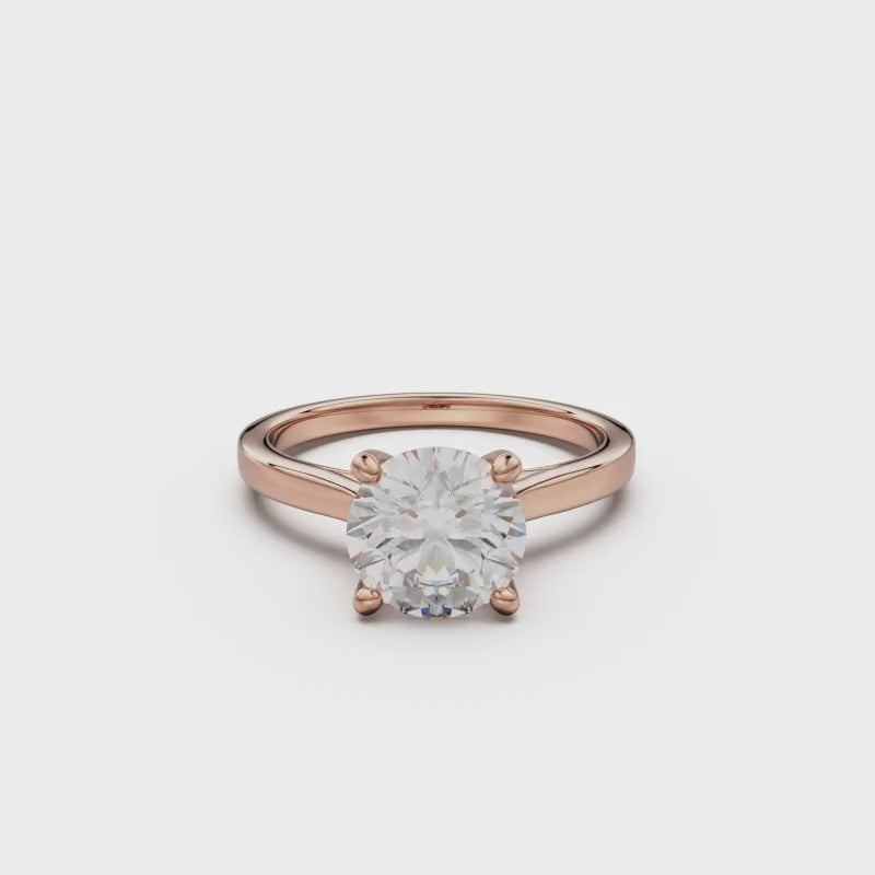 18k Rose Gold Cross Over Four-Prong Solitaire Engagement Ring