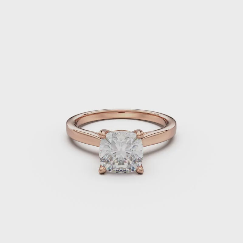 18k Rose Gold Cross Over Four-Prong Solitaire Engagement Ring