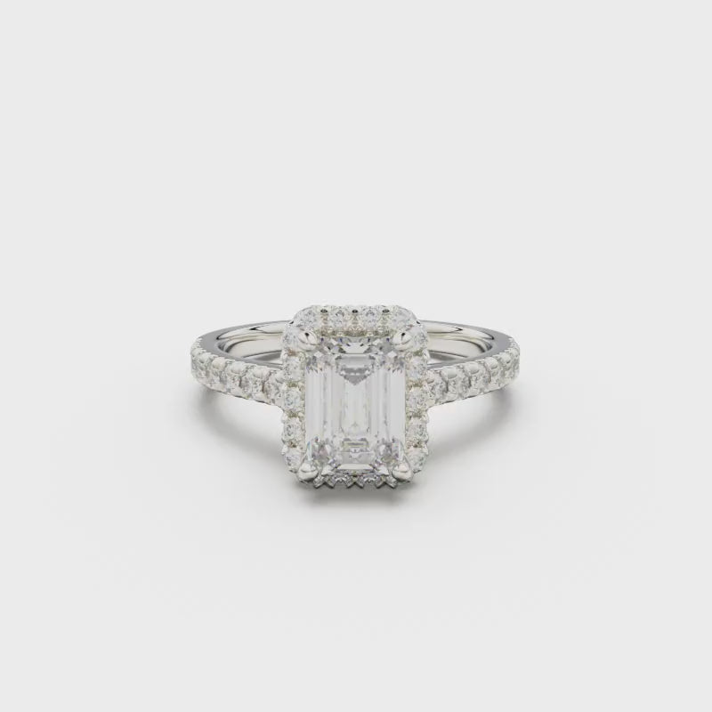 18K White Gold Floating Halo Diamond Engagement Ring