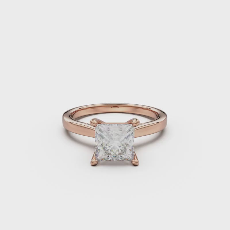 18k Rose Gold Cross Over Four-Prong Solitaire Engagement Ring