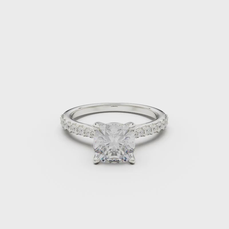 18K White Gold Pavé Cross Over Engagement Ring