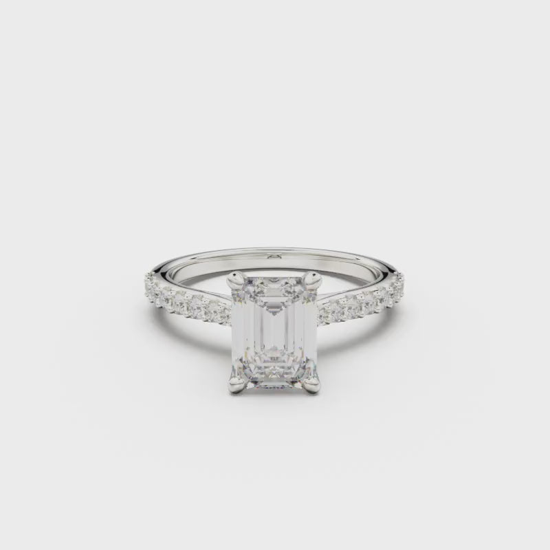 18K White Gold Pavé Cross Over Engagement Ring