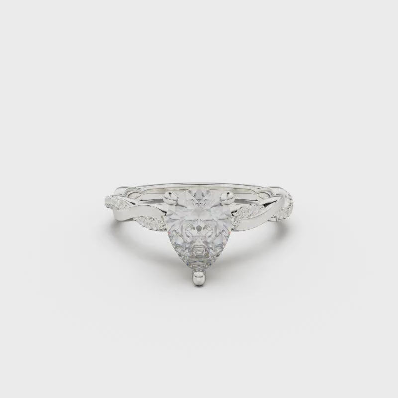 18K White Gold Petite Twist Diamond Engagement Ring