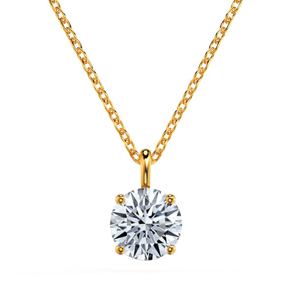 18K Yellow Gold Round Brilliant Solitaire Pendant - Circle of Diamond